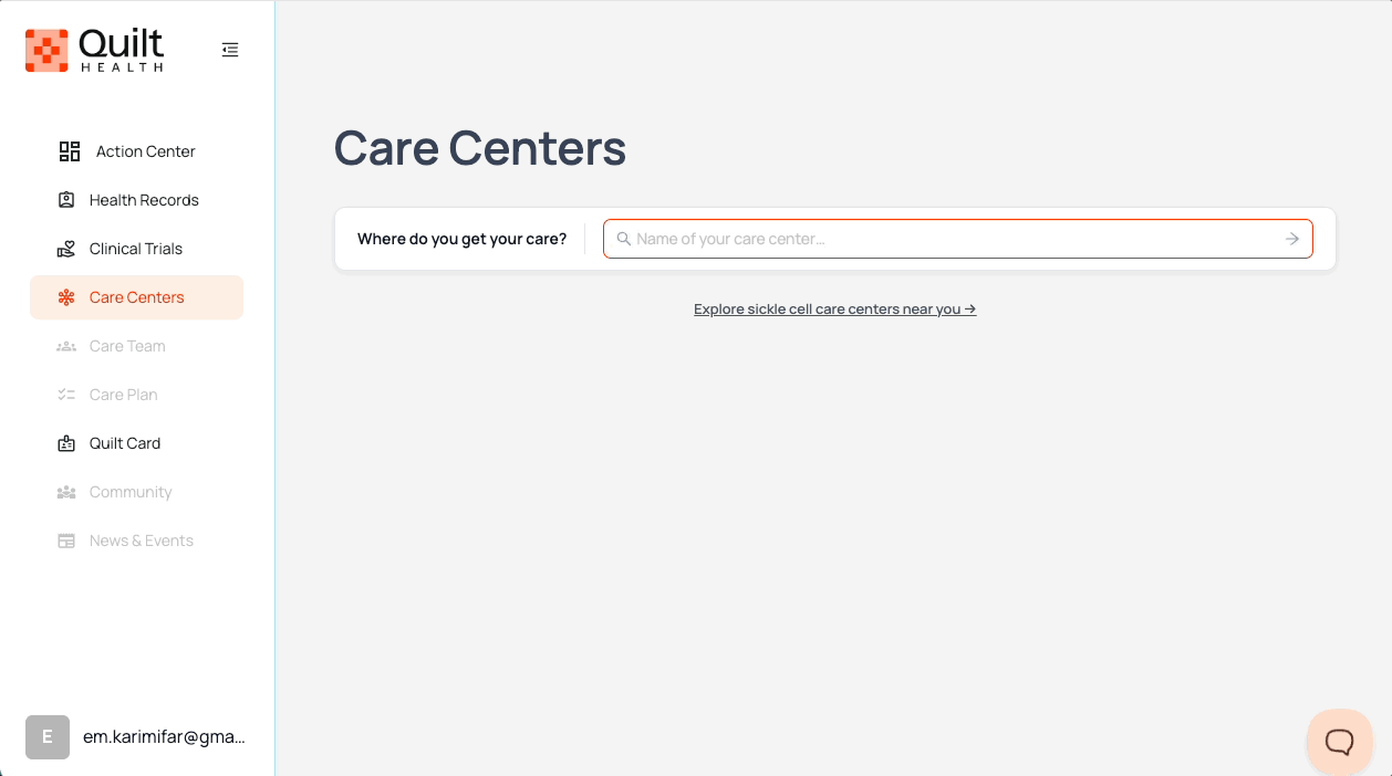 Final UI for the hospital connection flow