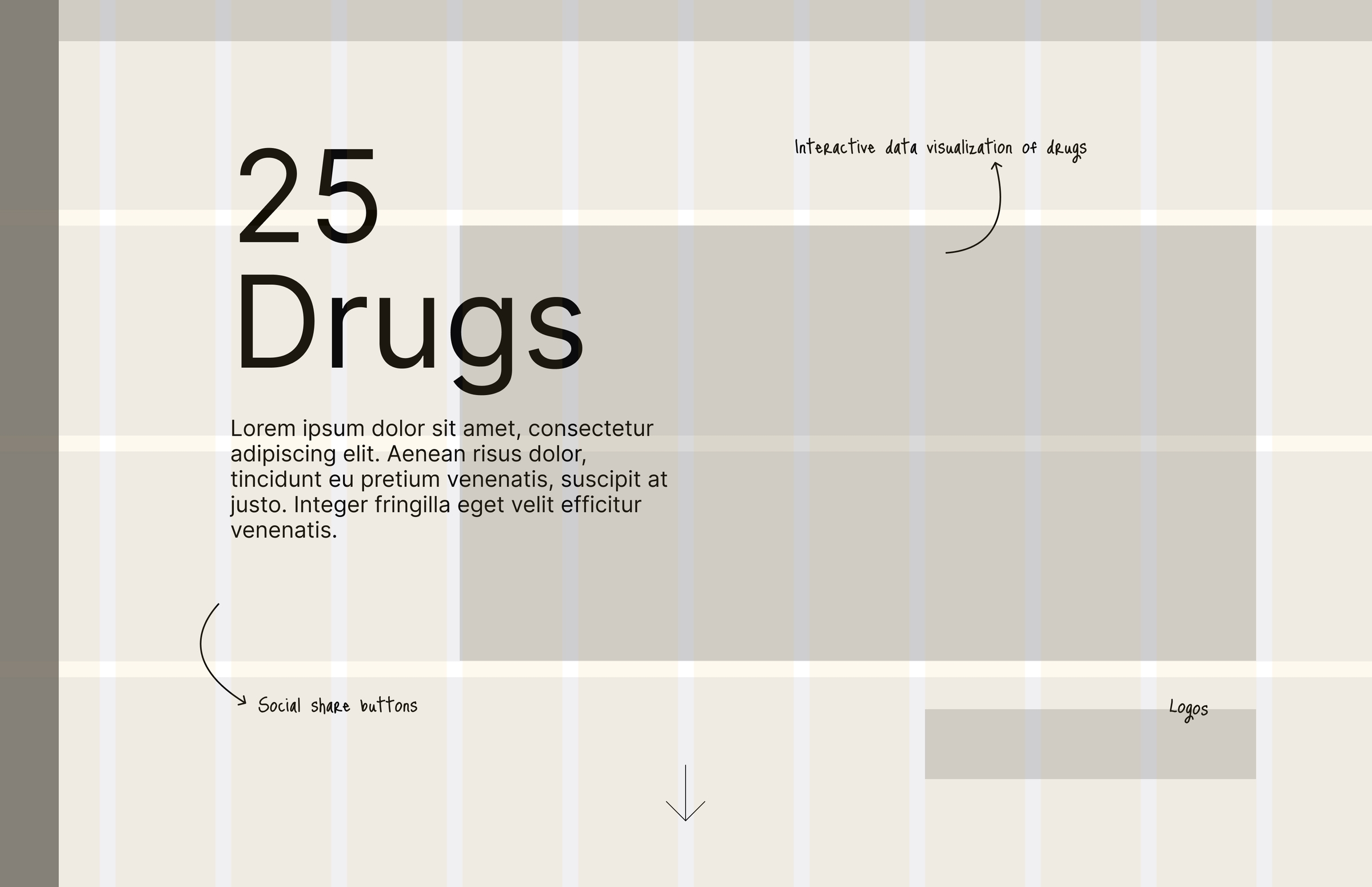 A screenshot from Figma wireframe for the landing page